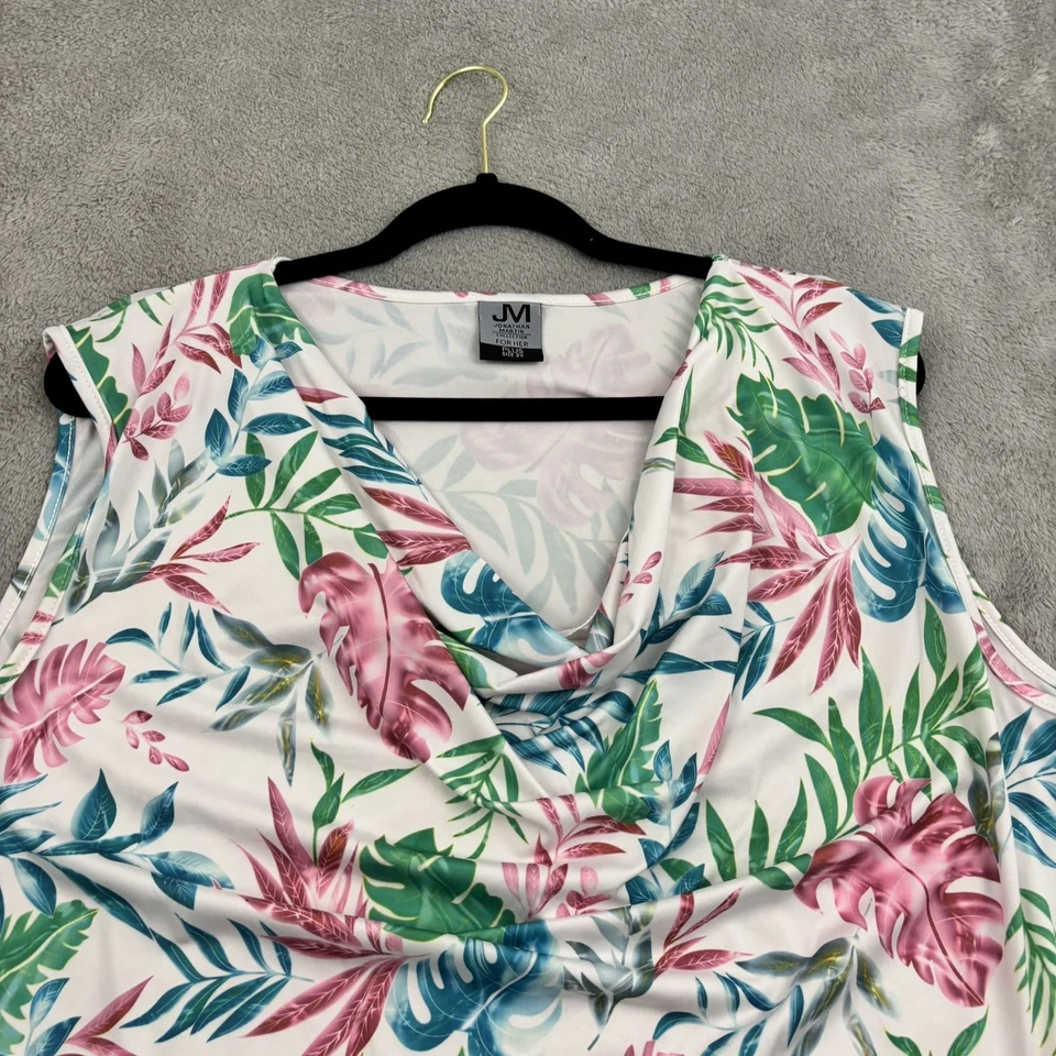 Jonathan Martin Cowl Neck Tank Top Womens 2X Multicolor Tropical Floral Plus - Image 3 of 4