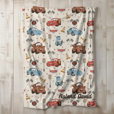 Personalized Cars Lightning McQueen Fleece Blanket, Lightning McQueen Blanket