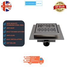 ELUDORA LINED SILVER STAINLESS STEEL FLOOR DRAIN 150 X 150MM | SHOWER WASTE TRAP
