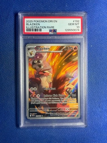 2025 POKEMON DRI EN-DESTINED RIVALS ILLUSTRATION RARE #192 BLAZIKEN PSA 10