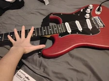 Donner DST-80 Electric Guitar Bundle SSS Pickups Solid Wood Grain Burgundy Red