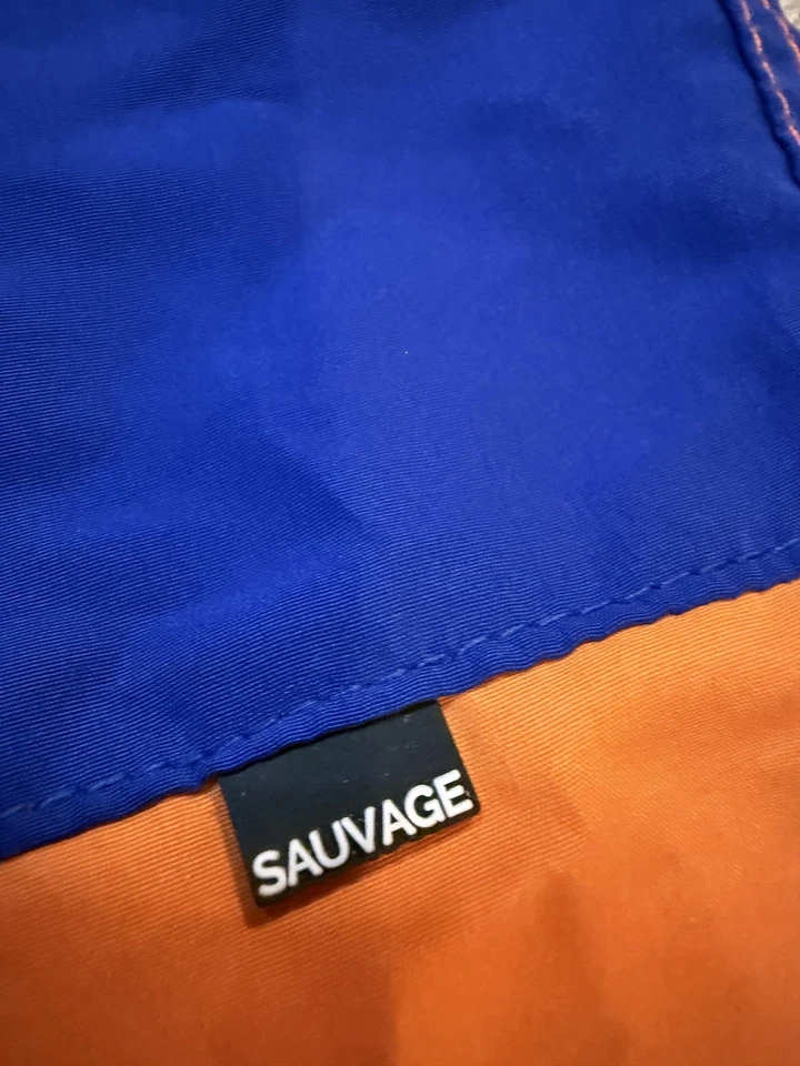 Bañador Sauvage para hombre 34 naranja azul bloque de color cordón hecho en bolsillo de EE. UU. Foto 3 de 4