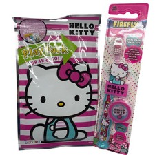 Hello Kitty Play Pack Coloring Set and Firefly Toothbrush Travel Kit Bundle NEW