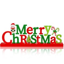 Merry Christmas Metal Sign Christmas Table Decoration Xmas Tiered Tray Decor ...