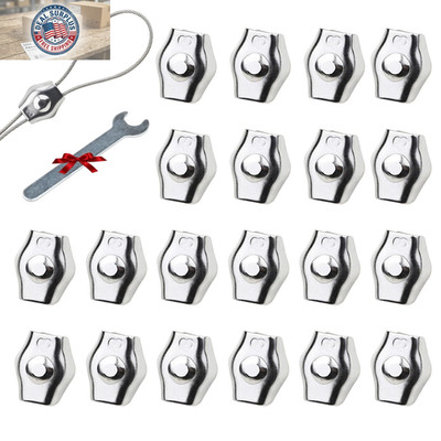 20Pcs M3 Stainless Steel Single Wire Rope Clips, Simplex Bolt Cable Clamp for 1/