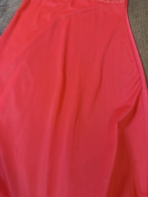 Vtg Chic Lingerie Co Cherry Red Pleated Lace Slip Dress Sz 32 (xs) *flaw*