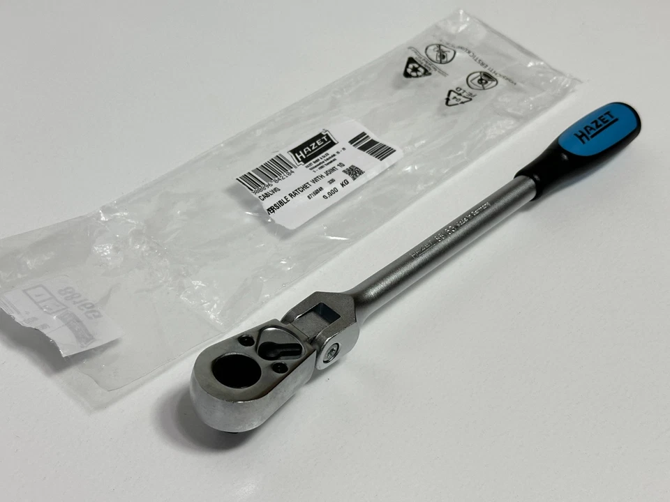NEW Hazet (Germany) 3/8" Drive Flex Head Ratchet w/ Blue/Black Soft Comfort Grip - Image 2 of 4