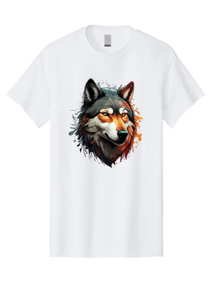 Wolf-Head-5 Mens Graphic Tee, 100% Cotton, Casual Summer Wear