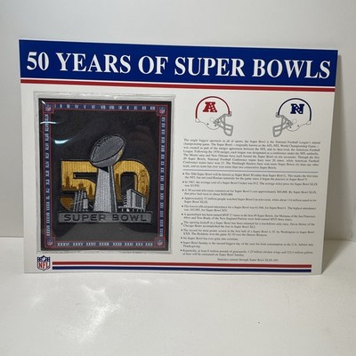 50 YEARS Of Super Bowls Football Patch Info Stat Card  NFL