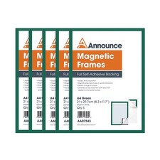 Image of Announce Magnetic Frames A4 Green (Pack of 5) AA07543 - AA07543