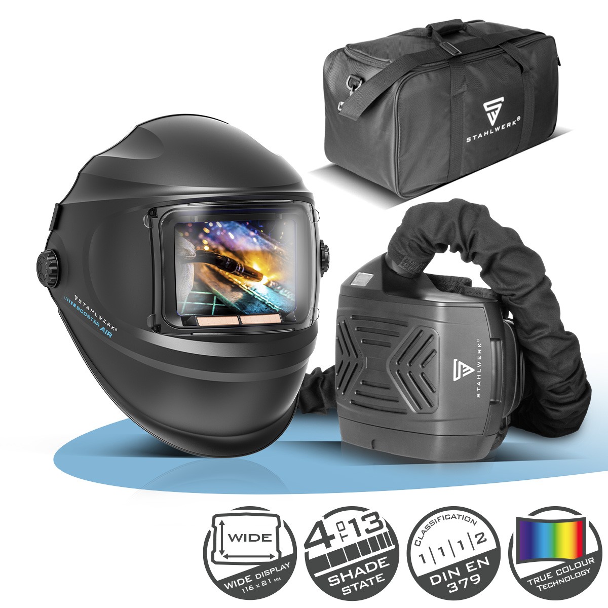STAHLWERK BOOSTER AIR automatic welding helmet fresh air system TH3 respiratory