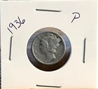 1936-P   Mercury Dime 90% Silver- Circulated -$0.99 Shipping - Low Starting Bid!