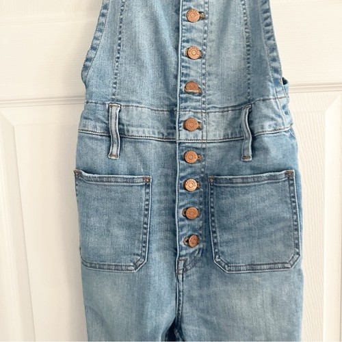 Madewell Bayfront Crop Overalls E9702 Small Button Front Denim Blue Jean - Picture 7 of 14