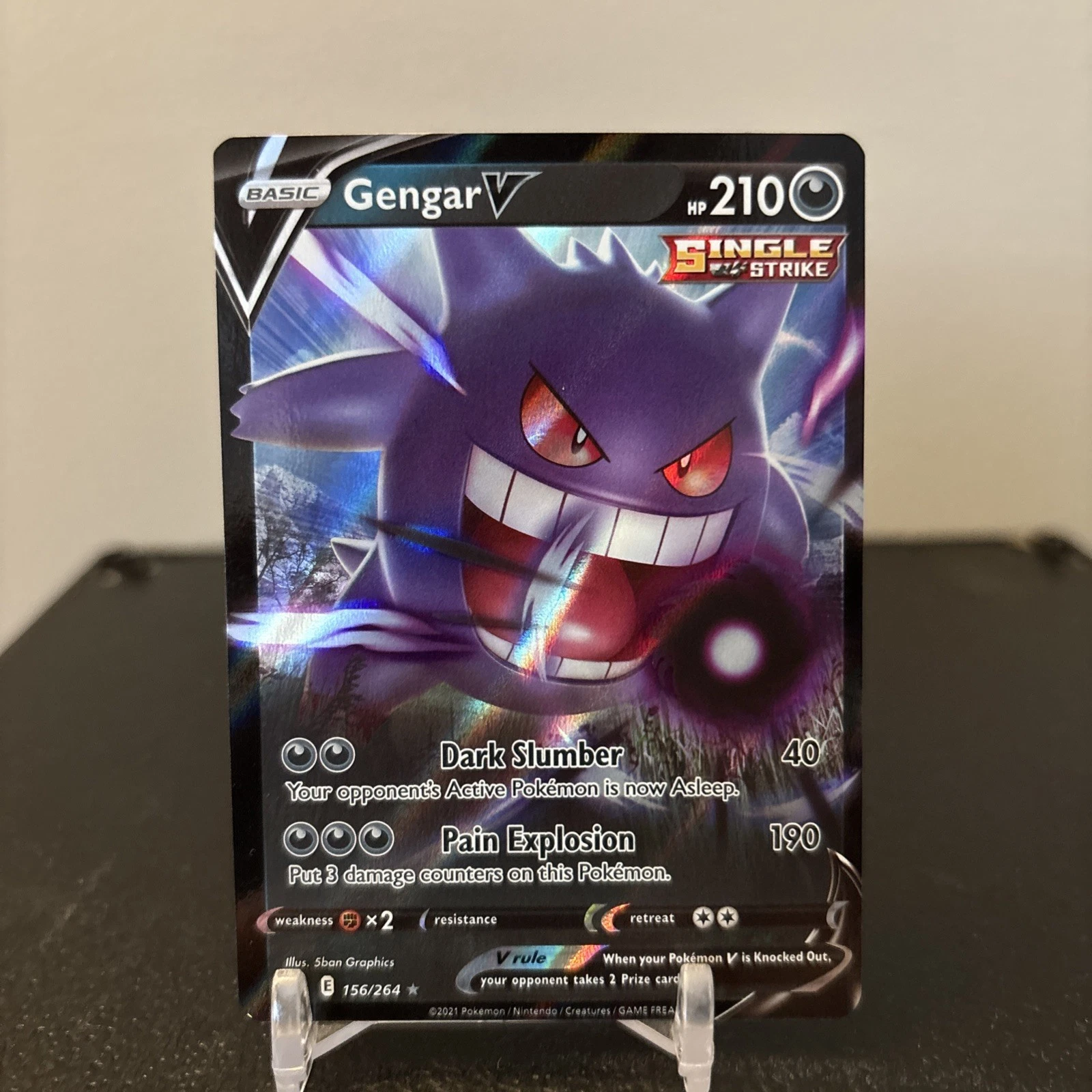 Pokemon Gengar v Single Strike Fusion Strike TCG Card 156/264 Mint