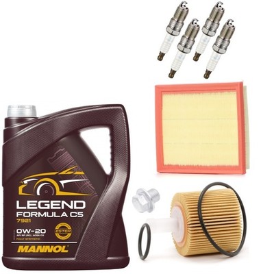 5L MANNOL 0W20 AIR OIL PLUGS SERVICE KIT FOR TOYOTA PRIUS 1.8 HYBRID 2008-16