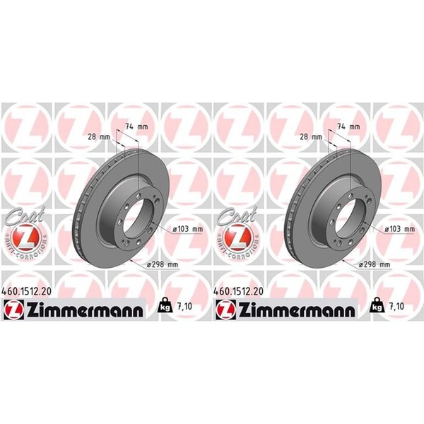 2X Zimmermann Bremsscheiben 298Mm InnenbelÜFtet Vorne Passend FüR Porsche 944 96-image