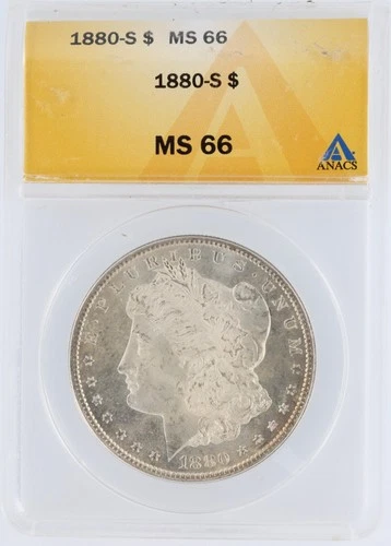 1880-S Morgan Silver Dollar ANACS MS66 S$1 San Francisco Minted No Reserve