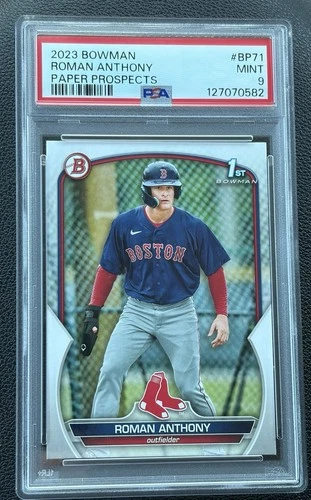 BOWMAN 2023 ROMAN ANTHONY BP-71 PROSPECT 1ST BOWMAN ROOKIE PSA 9 RED SOX