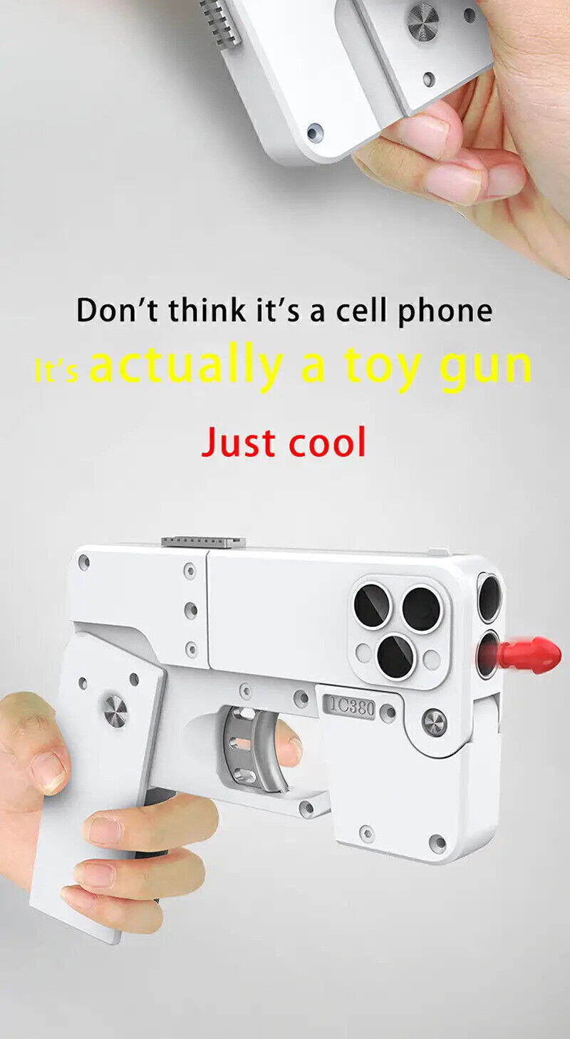 Folding Mobile Phone Pistol Gun Toy Soft Bullet for Kids & Adults iPhone Shaped