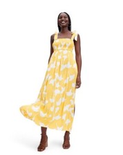 NWT new DVF target yellow dress smocked tie strap ginkgo long dress large new