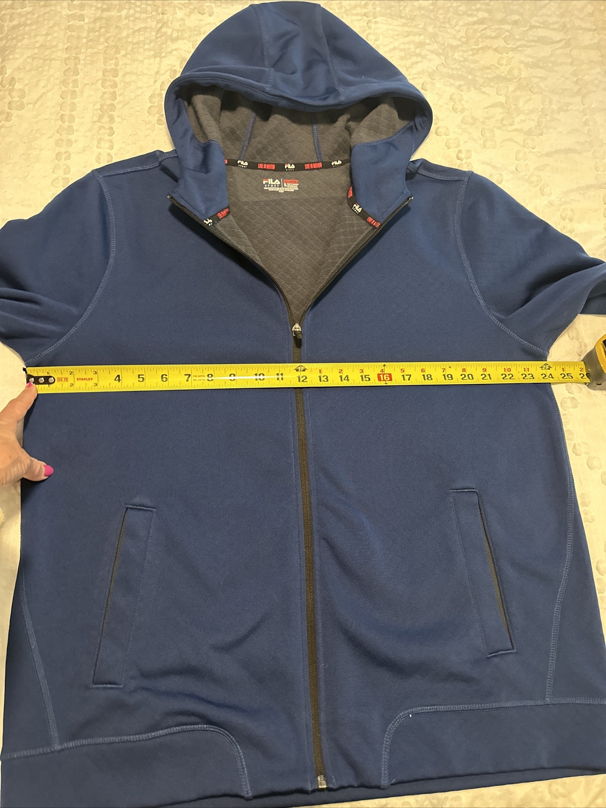 Felpa con cappuccio con cerniera completa Fila XL blu intenso