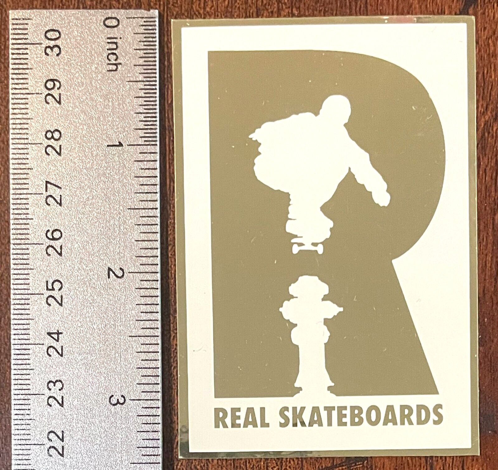 Sticker 3.5 In X 2.5 In White/gold Holo Skate Decal