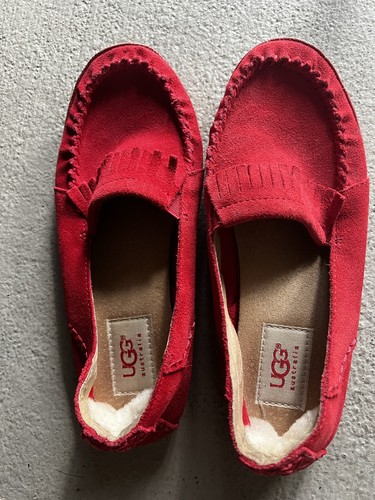 Ugg Moccasins Slipper, Red, Lined In Lamb Size 3 | eBay