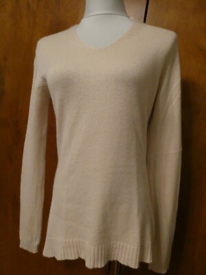 Repeat women's cream cashmere V-neck sweater size 40