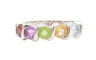 925 Sterling Silver Vintage Ring Round Cut Multi Color Topaz Band  Sz 6  RG31013