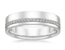 High Polished 0.20CT White Moissanites In 10K White Gold Luxury Men's Band Ring