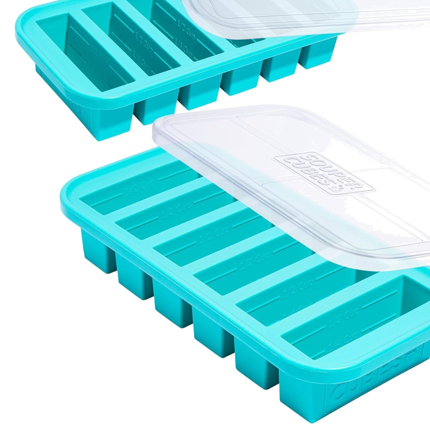 BPA-Free 1/2 Cup Silicone Freezer Molds with Lids Ideal for Meal Prep