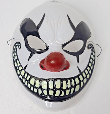 Evil Clown FREAKSHOW CLOWN MASK Plastic Halloween Costume Adult Size - NEW