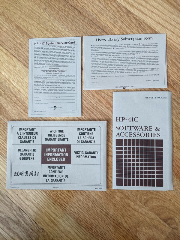 HP 41C Software & Accessories Service Card Subscrption Hewlett-Packard  HP-41C 