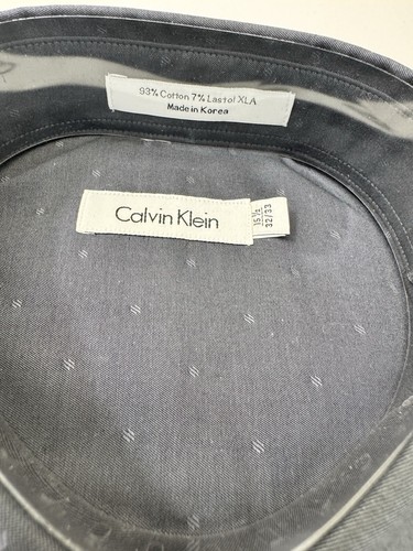 Camicia elegante Calvin Klein blu scuro 15,5 32/33 nuova con etichetta - Foto 3 di 8