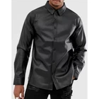 Men's Black Leather Shirt 100% Real Lambskin Soft Stylish Shirt Custom Made
