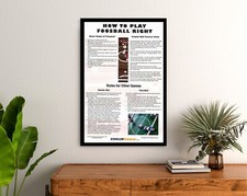 HOW TO PLAY TABLE FOOSBALL RIGHT POSTER - RULES AND HELPFUL HINTS - FRAMED ART