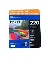Genuine EPSON 220 Black Black Cyan Magenta Yellow 5 pack Ink Cartridges 6/2018