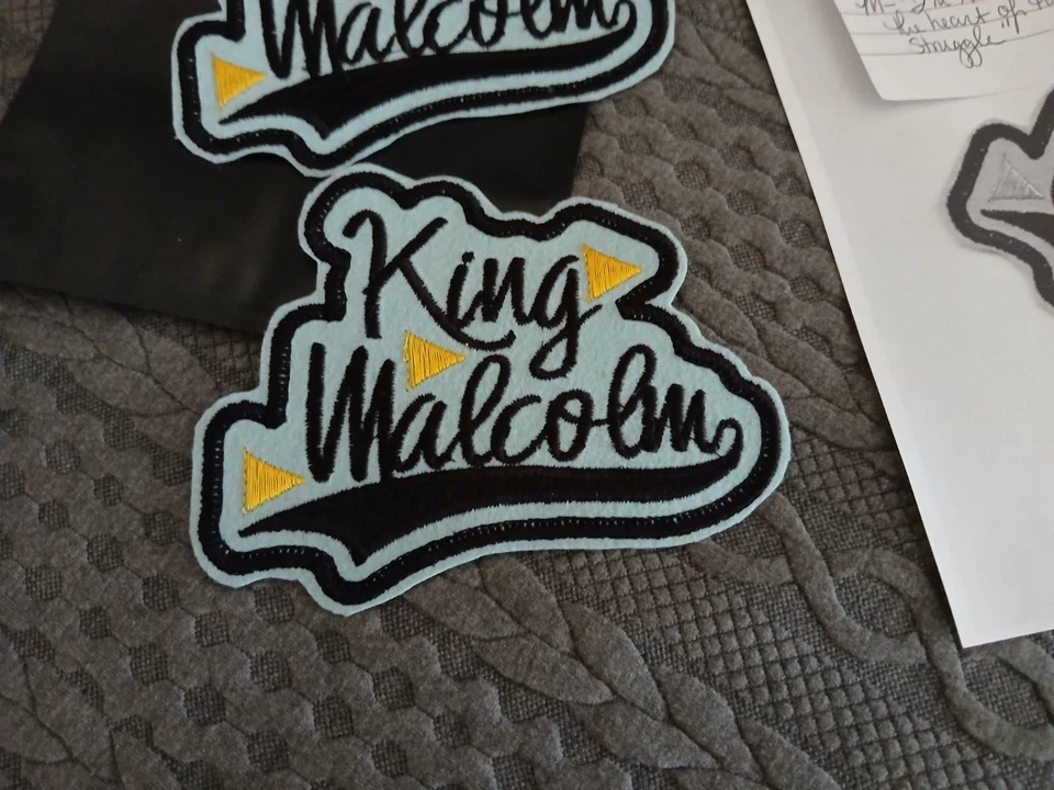 King Malcolm: Sew On Patch: King Malcolm Patch Light Blue Gold Black - Image 2 of 3