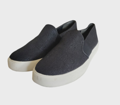 Vince Blair Black Slip-On Sneakers Perforated Leather Women's Size 9M