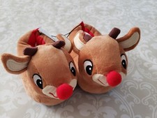 Rudolph Red-Nosed Reindeer Christmas Slippers Toddler Boy Girl 5/6 Bioworld