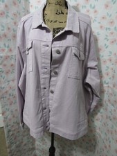 Sonoma, Women's New Lavender Cotton Button Front Cropped Denim Jacket, Size 4x