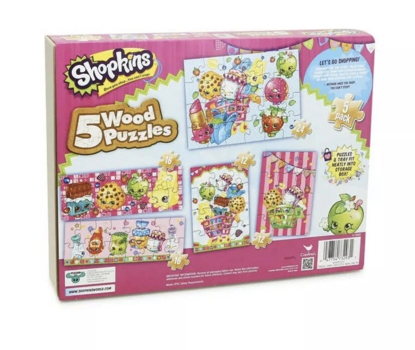 Bandeja rompecabezas de madera surtida Shopkins 5pk y caja de almacenamiento Foto 2 de 2