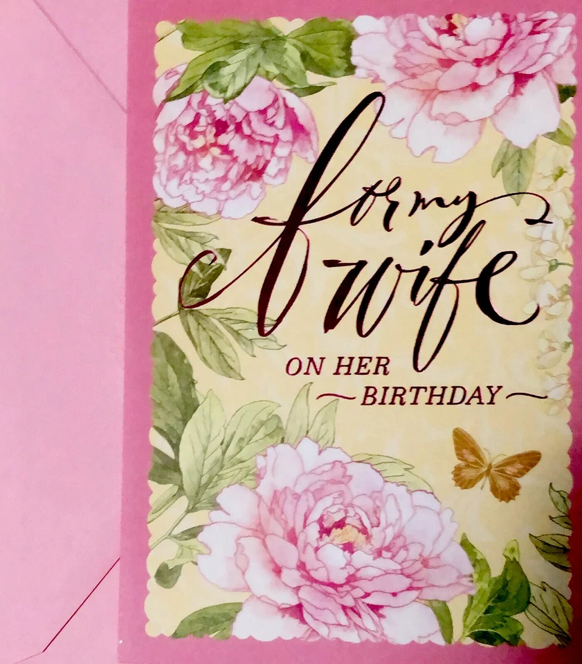 For My Wife On Her Birthday with TRACKING Flowers 5.5”x8” Hallmark Greeting Card - Image 2 of 4