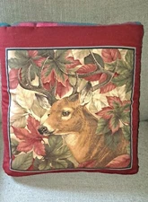 Fold N Tuck Pillow Throw Flannel Fall Winter Approx 36x56 Warmth Cozy Deer Buck