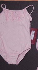 Mirella light pink Camisole leotard hologram dot empire waist size 4-6 girls