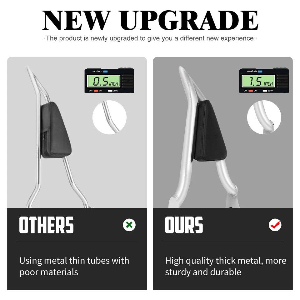 16" Chrome Passenger Backrest Sissy Bar For Harley Touring Road Street Glide 09+ Foto 3 de 4