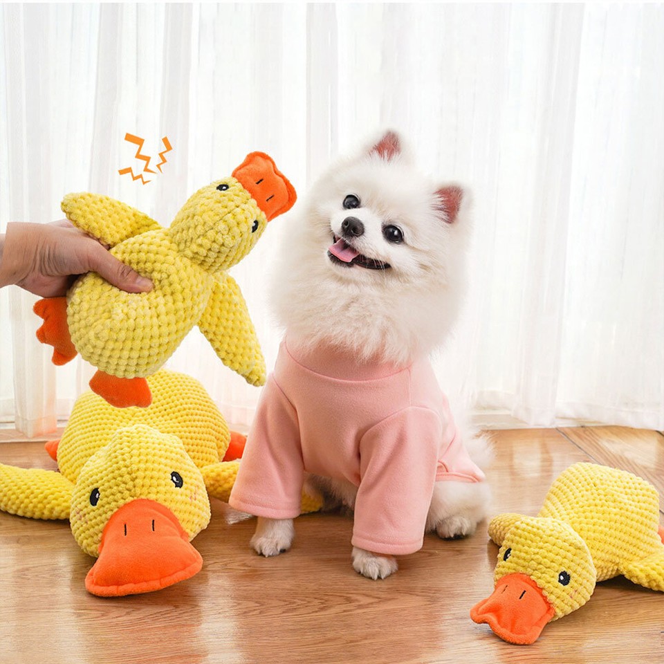 Calming Duck Dog Toy Pillow Toy with Quacking Sound Dog Stuffed Animals