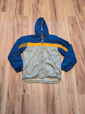 Adidas Mens Small Full Zip Jacket Beige Blue Orange Track Style Jacket 