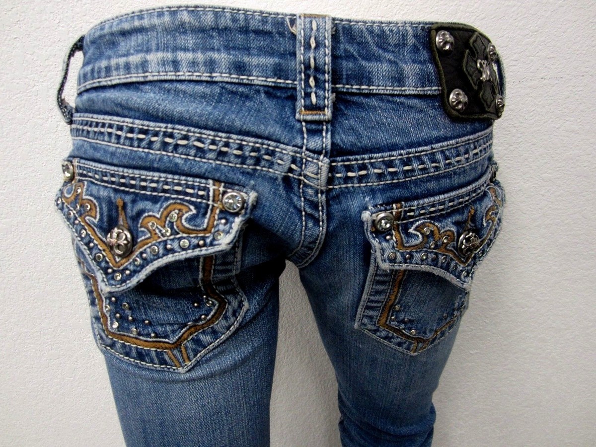 pj nice出品 NICE Miss Me Mid-rise Bedazzled Bling Rhinestone Jeans Bootcut