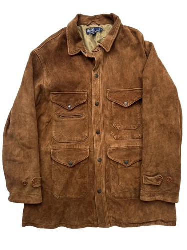 Polo Ralph Lauren Wildleder Leder Mantel Tasche Cargo Spiel Taschen Ranch Jacke L